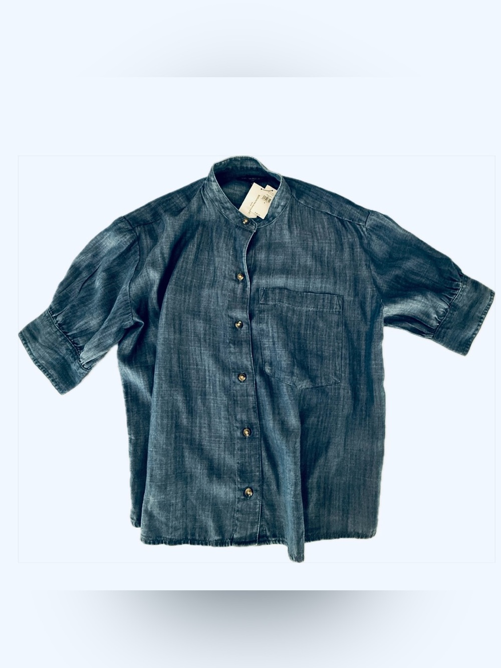 Banana Republic Denim Tencil Puff Sleeves Blouse